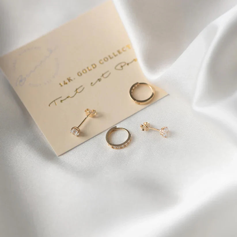 ラルム ド リュヌ ストーン スタッド ピアス|ゴールド 14K