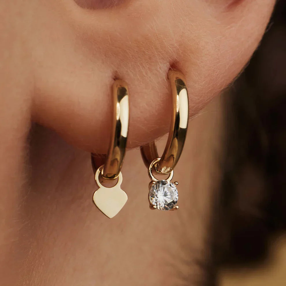 ラルム ド リュヌ ストーン フープ ピアス|ゴールド 14K