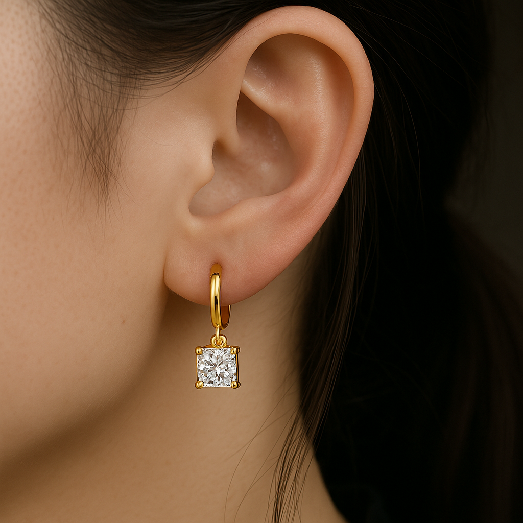 オーロラ・スクエア・ドロップ・ピアス｜ゴールド 16K
