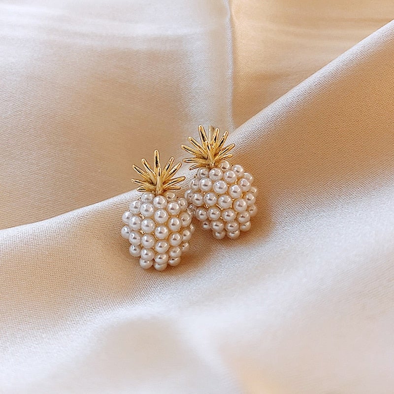 パイナップルとパールのトロピカル・ピアス