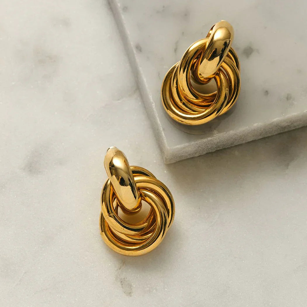 ステートメント・インターロッキング・イヤリング｜ゴールド 14K