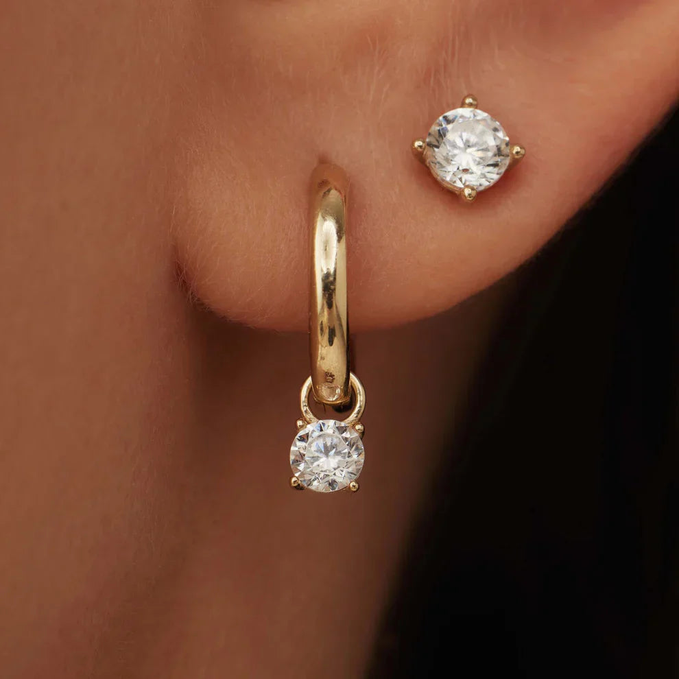 ラルム ド リュヌ ストーン フープ ピアス｜ゴールド 14K