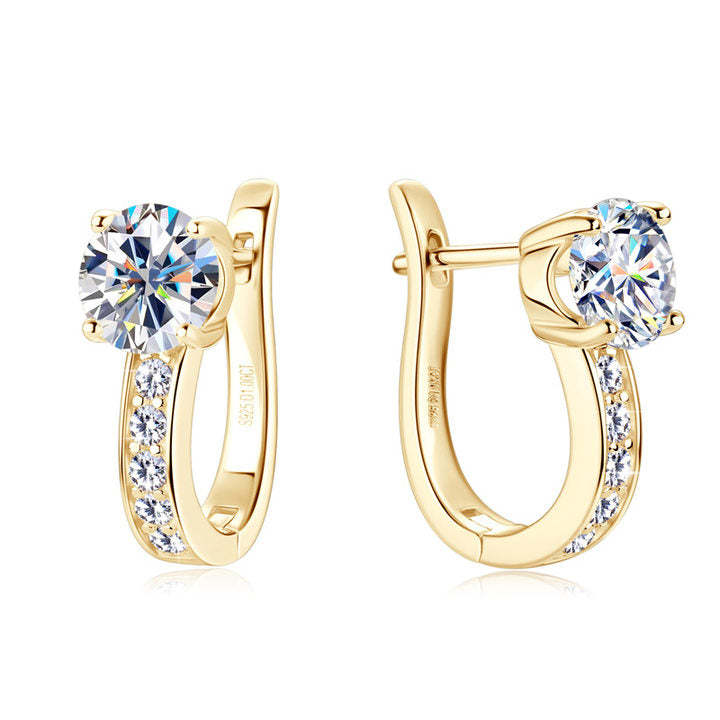 チャネルモイサナイトハギーピアス｜ゴールド 18K